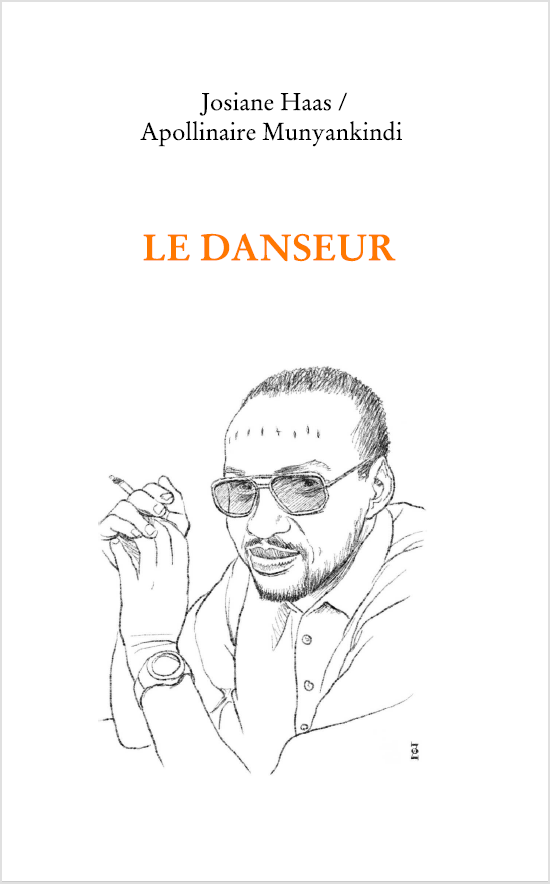 Couverture du livre "Le danseur" de Josiane Haas et Apollinaire Munyankindi, dessin au trait d'un homme à lunettes pensif